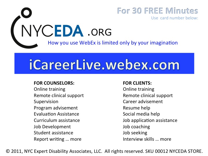 Image of a second slide depicting NYCEDA Webex iCareerLive Services