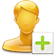 Image of a golden headshot icon with a small green plus sign to the bottom rigth of the image. 