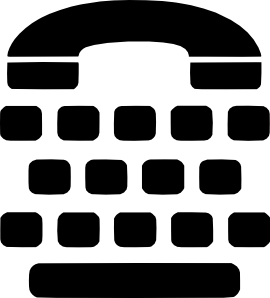 Black and white image of universal TTY symbol.