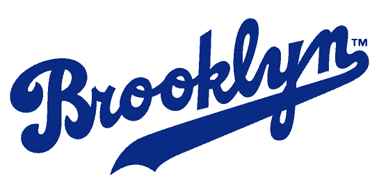 Drawn image of the brooklyn swoosh logo blue on white.