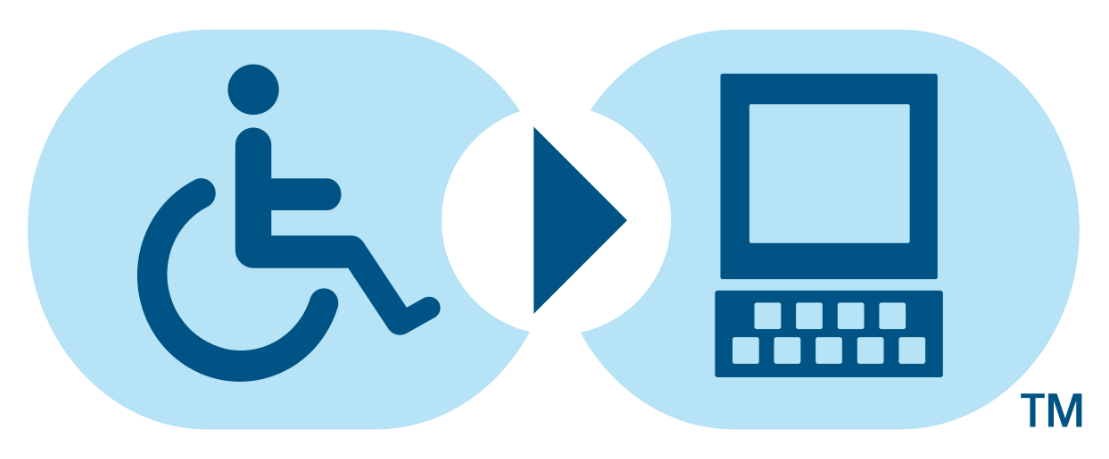 Universal symbol for individual in wheelchair seeking computer access